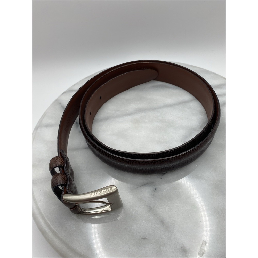 Bachrach Italian Leather Dark Brown Belt - Solid Buckle - Men's 42" x 1 3/16"